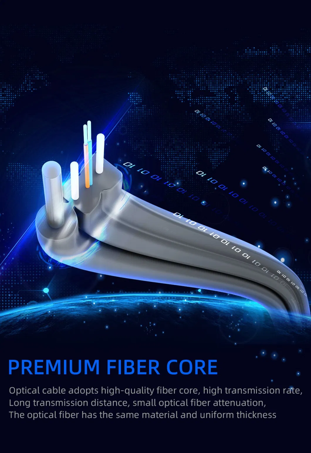 Indoor FTTH Drop Cable Bow-Type Fiber Optic Cable Single/Multi Mode 1/2/4 Core Gjxh/GJXFH Optical Cable Network Cabling Telecommunication Cable Belden/Panduit